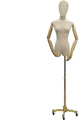 LYSGST Mannequin Torso Body Professional Female Mannequin Body Torso with Arm and Wire Head Tripod Stand Universal Wheel for Clothing Display
