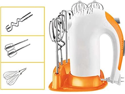 UUIINMNNM Hand Mixer Electric 300W Hand Beater Storage Base 5 Speed Whisk Mixers -2 Wired Beaters 2 Whisks and 2 Dough Hooks