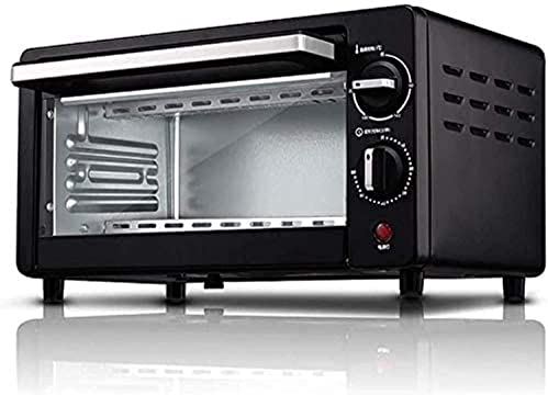 MXXHFC Mini-keukenoven, 10 liter inhoud, mini-oven elektrische oven en grill, zwarte mini-oven en grill, multifunctionele oven, mini-oven, 60 minuten timer, temperatuurregeling voor groot bereik, (zwart) (
