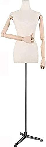 LYSGST Mannequin Torso Body Professional Tailors Dummy Mannequin Female Dressmakers Fashion Students Mannequin Display Bust with Wood Arm