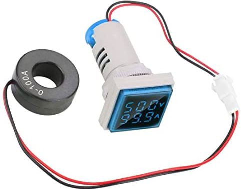 Obelunrp Voltmeter Panel AC Ammeter Digitale stroom Voltage Tester Square AC 0-100A 60-500V met Hall Sensor Blue Power Tester-Power Test Accessoires