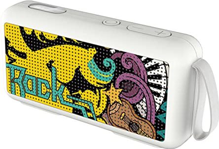 Sogagaa Draagbare Bluetooth-luidspreker Creatieve Graffiti Geschilderd Mini Card FM Gift 18 uur Speeltijd Draadloze Outdoor Audio, Rode, Witte en Zwarte 3 kleuren Optioneel,Wit