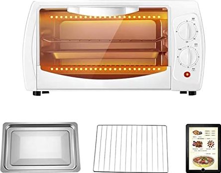 MXXHFC Mini-oven - Aanrecht elektrische oven en grill, 70-230 instelbare temperatuur, 60 min timerfunctie, veelzijdig koken, zwart (wit)