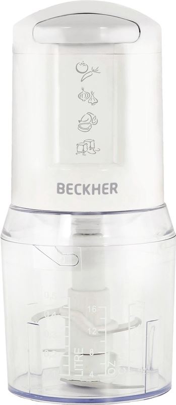Becker BECKHER Elektrische Hakmolen - Food Chopper - 500 ml - 300 W - 4 Messen (2 sets) wit