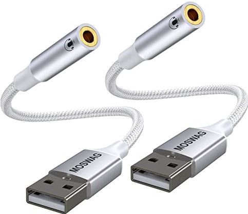niettemin som Vulkanisch MOSWAG USB naar 3,5 mm audio-adapter (2 stuks), USB-naar-Aux-kabel met  4-polige TRRS-microfoon Hoofdtelefoonhouder Ingebouwde chip Externe  geluidskaart voor pc PS4 PS5 en meer geluidskaart kopen? | Kieskeurig.nl |  helpt je kiezen