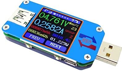 LMMY2022 USB Voltmeterameter Type-C Voltmeter Ammeter Um25 / 25c, um24 / 24c, um34 / 34c Kleur Lcd Weergave Dc Volt Quick Charger Amp Ammeter Power Bank Detector (Color : UM25)