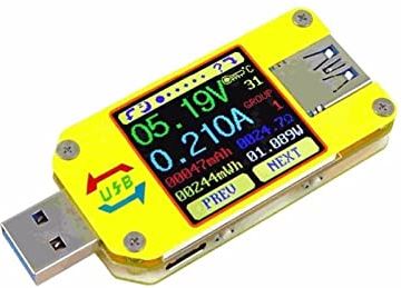 LMMY2022 USB Voltmeterameter Type-C Voltmeter Ammeter Um25 / 25c, um24 / 24c, um34 / 34c Kleur Lcd Weergave Dc Volt Quick Charger Amp Ammeter Power Bank Detector (Color : UM34)