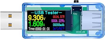 LMMY2022 USB Voltmeterameter 13 in 1 USB tester Dc Digitale voltmeter Amperimetro Voltage Current Meter Ammeter Detector Power Bank Charger Indicator (Color : U96 Blue)