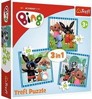 Trefl Puzzels, Bing Bunny, van 20 tot 50 stukjes, 3 sets, Plezier met vriendjes, voor kinderen vanaf 3 jaar