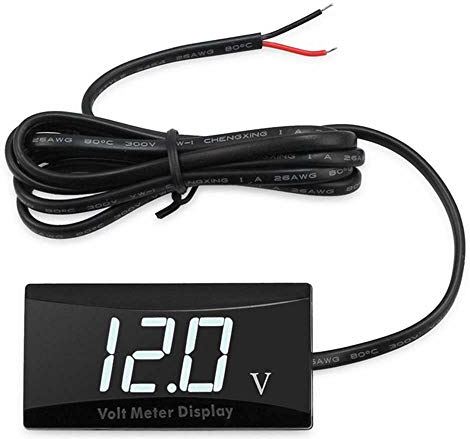 Goldoars LED digitale voltmeter DC 12V auto digitale voltmeter waterdicht schokbestendig LED display voltmeter voor auto motorfiets voltage meter gauge (witte LED)