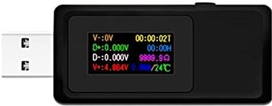 LMMY2022 USB Voltmeterameter 10 in 1 Dc Type -C usb Tester Huidige 4-30V Voltage Meter Timing Ammeter Digitale Monitor Cut-Off Power Indicator Bank Charger (Color : MX19 Black)