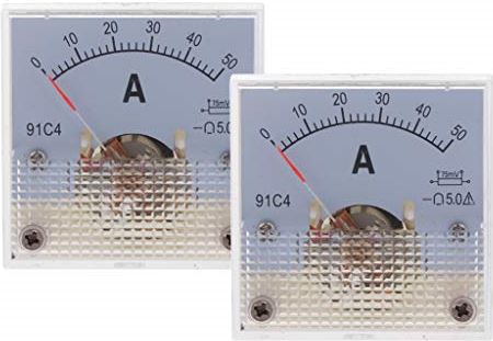 F Fityle 2 x ampèremeter, analoog, mechanisch paneel, voor het meten van stroom, gelijkstroom, meetinstrument, ampère 50 A.