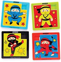 Baker Ross AW670 Ninja schuifpuzzels (4 stuks) Schuifpuzzel voor kinderen Uitdeelzakjes en cadeau-ideeën