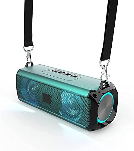 JHBNOIUKJS Bluetooth-luidspreker draadloze luidspreker, LED Kleurrijke dubbele sprekers, draagbare dubbele koppeling Hd Stereo Sound Bluetooth 5.0 Outdoor Sport Speaker Basvibratie (Color : Green)
