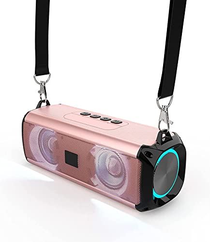 JHBNOIUKJS Bluetooth-luidspreker draadloze luidspreker, LED Kleurrijke dubbele sprekers, draagbare dubbele koppeling Hd Stereo Sound Bluetooth 5.0 Outdoor Sport Speaker Basvibratie (Color : Pink)