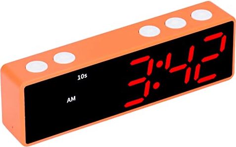 Sdfafrreg Digitale timer, 12H / 24H Compacte elektronische magnetische timer voor kantoorfitnessruimte Oranje frame + blauw en rood display