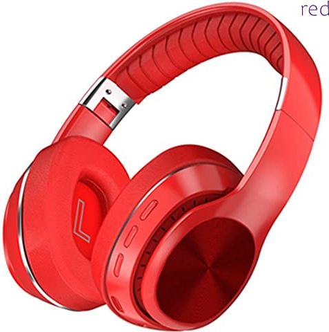QINQING Wireless Headphon Bluetooth Over Eer Blue Tooth 5.0 Headphone fit for Pc Stereo Headset Earphone with Mic Support TF- Card FM (Color : Red)