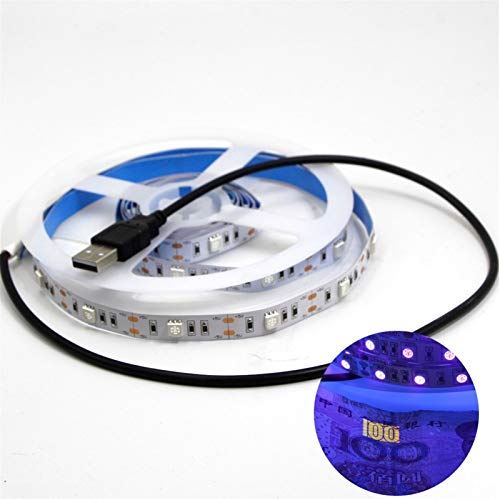 SUNXK USB/batterij 5V UV-lamp 395-405nm UV licht bar 5050 SMD 30led / m flexibele 2m fluorescerend black light DJ (Color : 150cm, Emitting Color : USB powered)