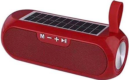 FIFAYYUIO Krachtige luidspreker met zonneplaat, Bluetooth-compatibele waterdichte stereomuziekdoos, Power Bank Boombox, USB AUX FM-radio, ideaal cadeau voor familielid,Rood