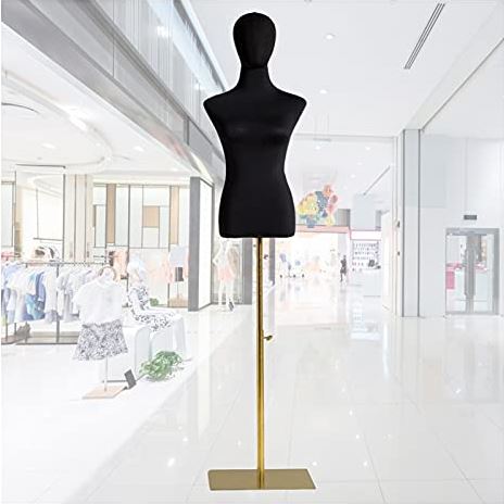 LYSGST Female Mannequin Torso Body, Adjustable Height Armless Dummy Model with Head, Wedding Dress Display Stand Microfiber Wrapping Cloth, 2 Sizes