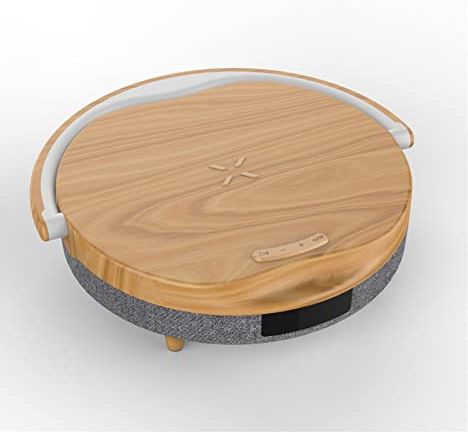 FXZGXS 5 in 1 Bluetooth-compatibel5.0 Wood Grain Speaker 10W Draadloze Fast Chargers Stand LED Lamp wekker