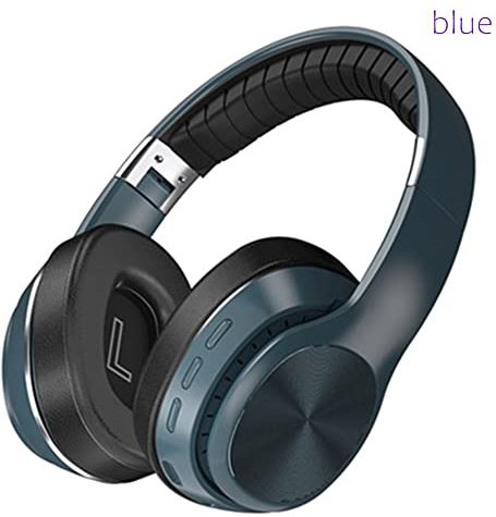 QINQING Wireless Headphon Bluetooth Over Eer Blue Tooth 5.0 Headphone fit for Pc Stereo Headset Earphone with Mic Support TF- Card FM (Color : Blue)