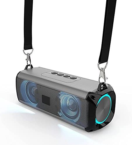 JHBNOIUKJS Bluetooth-luidspreker draadloze luidspreker, LED Kleurrijke dubbele sprekers, draagbare dubbele koppeling Hd Stereo Sound Bluetooth 5.0 Outdoor Sport Speaker Basvibratie (Color : Gray)