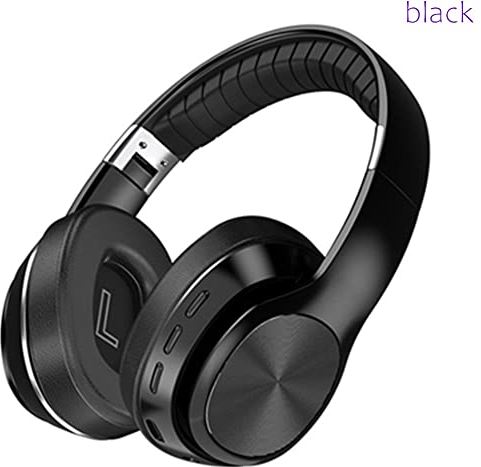 QINQING Wireless Headphon Bluetooth Over Eer Blue Tooth 5.0 Headphone fit for Pc Stereo Headset Earphone with Mic Support TF- Card FM (Color : Black)