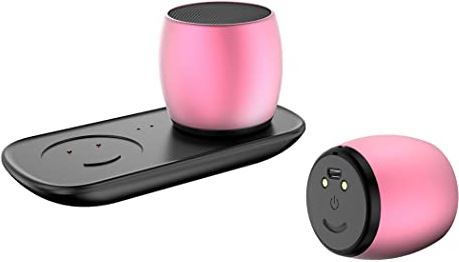 FIFAYYUIO Bluetooth dubbele luidsprekers, TWS-systeemkolom Draagbare mini-metalen luidspreker, 3D-stereocomputer-subwooferluidspreker, mp3-speler voor Home Audio-subwoofer,Roze