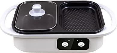 YNB Multifunctionele BBQ & Hot Pot Pan 1300W Elektrische Grill Koekenpan met Anti-aanbaklaag Verstelbare Elektrische Fornuis voor Slaapzaal, Kantoor