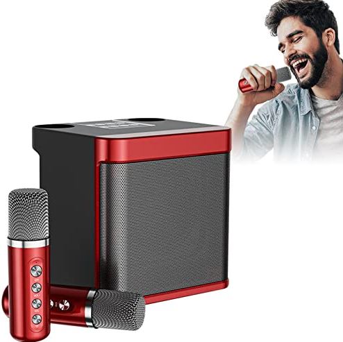 ,a Draadloze karaoke-luidspreker, draadloze microfoonluidspreker, draagbaar karaoke-apparaat, ondersteunt AUX, USB- / TF-kaartingangen