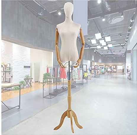 LYSGST Female Mannequin Torso Body, Sewing Dummy for Clothing Dress ShopWindow Display, Adjustable Tripod Stand Model Props with Head and Arms, 2 Sizes
