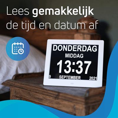 hoek Cadeau Supermarkt utilis Digitale klok/kalender met datum, tijd en alarm/ ochtend, middag en  avond aanduiding/ dementie wit | Prijzen vergelijken | Kieskeurig.nl