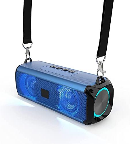 JHBNOIUKJS Bluetooth-luidspreker draadloze luidspreker, LED Kleurrijke dubbele sprekers, draagbare dubbele koppeling Hd Stereo Sound Bluetooth 5.0 Outdoor Sport Speaker Basvibratie (Color : Blue)