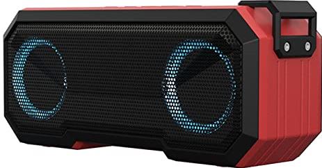 FIFAYYUIO Bluetooth Dual Speaker, IPX7 Waterdichte Kleurrijke Lichtgevende Audio Outdoor Subwoofer, Loudbox Met Power Bank Subwoofer FM Radio, Ideaal Cadeau,Rood