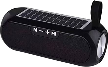 FIFAYYUIO Krachtige luidspreker met zonneplaat, Bluetooth-compatibele waterdichte stereomuziekdoos, Power Bank Boombox, USB AUX FM-radio, ideaal cadeau voor familielid,zwart