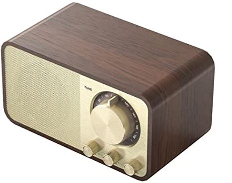 FIFAYYUIO Houten Bluetooth-luidspreker, Retro Klassieke Soundbox HIFI Stereo Surround Super Bass Subwoofer, AUX FM-radiogeluidssysteem voor computer