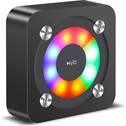 FIFAYYUIO Mini-luidspreker, 1000 mAh Bluetooth-subwoofer, draagbare luidspreker met knipperende LED-verlichting Metalen stereoluidspreker voor iPhone,zwart