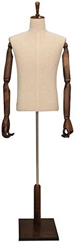 LYSGST Mannequin Manikin Body Male Mannequin Busts Dress Form Clothing Torso Body with Wood Base and Arms Dummy Model (Beige Medium)