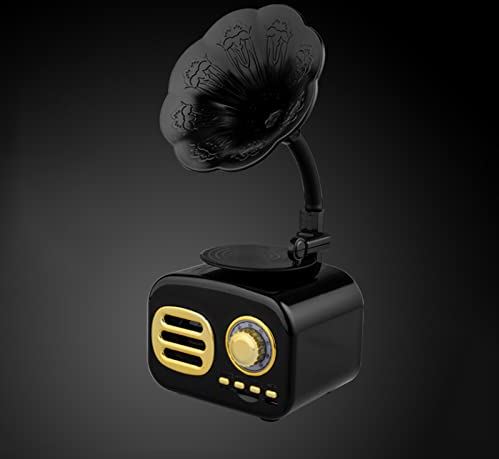 FIFAYYUIO Vintage Bluetooth-Luidspreker, Retro Houten Draagbare Doos Draadloze Mini-Luidspreker Buiten Voor Geluidssysteem, Ondersteuning Tf Fm-Radio Muziek Mp3-Subwoofer,zwart