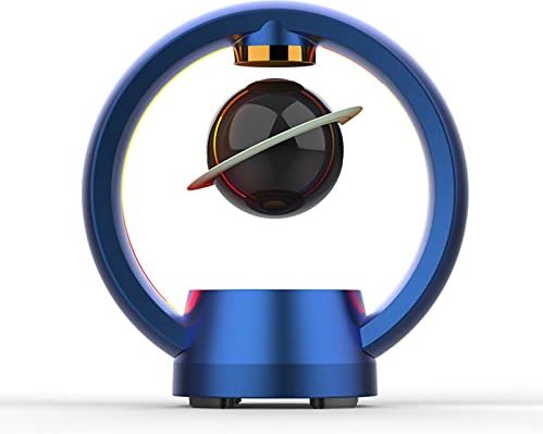 FIFAYYUIO Magnetische zwevende luidspreker, draagbare draadloze 360 ??roterende Bluetooth-luidspreker, surround sound-luidspreker met nachtverlichting, past voor ornament, thuis, pc,Blauw