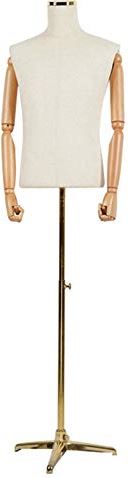 LYSGST Male Mannequin Torso Body Busts Manikin Model with Adjustable Tripod Stand and Wooden Arms for Clothing Display (Color : B, Size : L) (A Large)