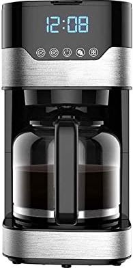 JHBNOIUKJS Programmeerbaar koffiezetapparaat, houd warme druppelkoffie roestvrij staal met brouwsterkte controle, Lcd Scherm, anti-druppelsysteem - zwart en roestvrij staal