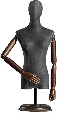LYSGST Female Table Mannequin Torso Body Head Arms Dress Form with Round Stand for Clothing Jewelry Display, 2 Sizes