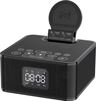 Sogagaa Clock Bluetooth-luidspreker Telefoon Draadloos opladen, 8000mAh batterij, draadloze Power Bank, Bluetooth 5.0, ondersteuning U Disk, TF-kaart, FM-afspeelmodus