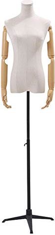 LYSGST Female Mannequin Torso Half Body Dress Form Model Dummy with Plastic Arms and Tripod Stand Clothing Jewelry Display