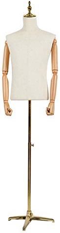 LYSGST Male Mannequin Torso Body Busts Manikin Model with Adjustable Tripod Stand and Wooden Arms for Clothing Display (Color : B, Size : L) (B Large)