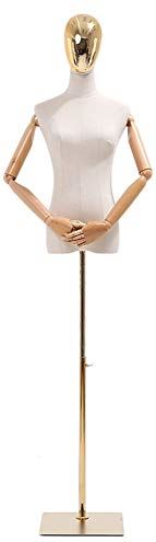 LYSGST Female Mannequin Torso Body Head Wood Arms Adjustable Height Dress Form for Clothing Dress Jewelry Display