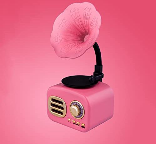 FIFAYYUIO Vintage Bluetooth-Luidspreker, Retro Houten Draagbare Doos Draadloze Mini-Luidspreker Buiten Voor Geluidssysteem, Ondersteuning Tf Fm-Radio Muziek Mp3-Subwoofer,Roze