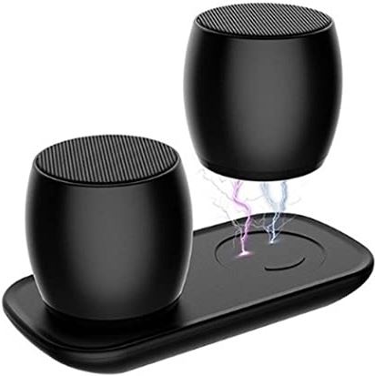FIFAYYUIO Bluetooth dubbele luidsprekers, TWS-systeemkolom Draagbare mini-metalen luidspreker, 3D-stereocomputer-subwooferluidspreker, mp3-speler voor Home Audio-subwoofer,zwart